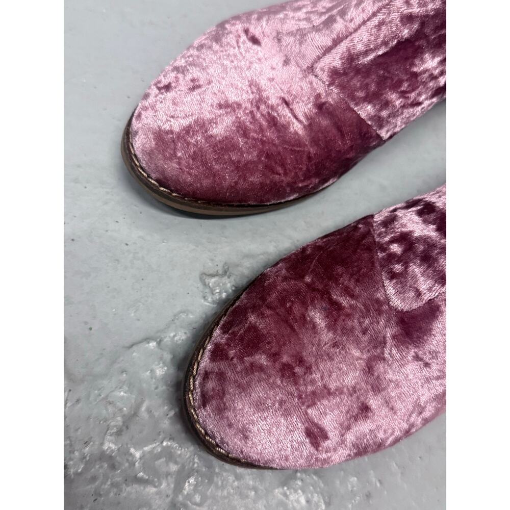 TOMS crushed velvet Ella chelsea pink mauve soft spring pull on booties boots - Picture 8 of 11